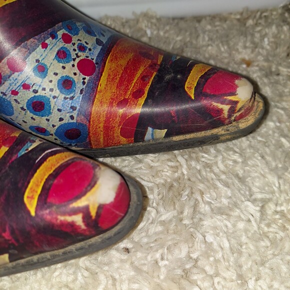 Funky Colorful Cowboy Rain Boots  Size 5 Pointed Toe EU 35 - Picture 4 of 16